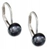 Gray Freshwater Pearl Button Leverback Earrings
