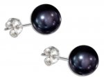 5.5mm Diameter Round Gray Freshwater Pearl Button Post Stud Earrings