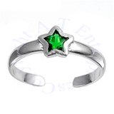 Celestial Green Cubic Zirconia Star Adjustable Toe Ring