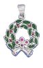 Red Green Enameled Christmas Wreath With Bells Charm Crystal Accents