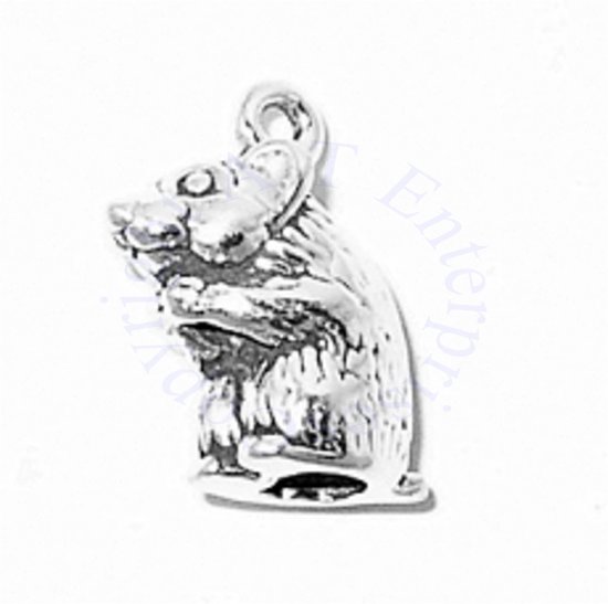 3D Mouse, Gerbil, Hamster Nibbling On Food Charm - Click Image to Close