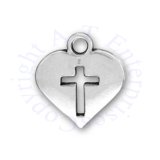 Heart With Cutout Religious Cross Charm