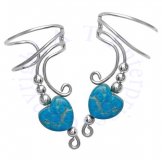 Turquoise Cylinder Wave Ear Cuff Wrap Set