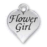 Heart Shaped Flower Girl Message Word Charm