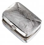 Small High Polished Etched Square Pill Box