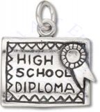 3D Open High School Diploma With Award Ribbon Charm