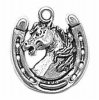Mad Stallion Horse Head Facing Left In A Horse Shoe Charm