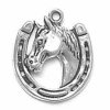 Stallion Horse Head Facing Left In A Horse Shoe Charm