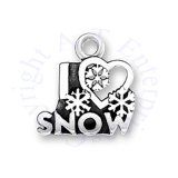 I LOVE SNOW Snowflake Word Charm