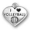 I Love Volleyball Heart Shaped Charm
