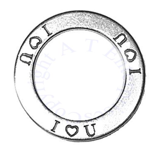 Two Sided I HEART (LOVE) YOU Circle Shaped Affirmation Slide Pendant - Click Image to Close