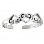 Three Scrolled Inverted Heartsd Adjustable Toe Ring