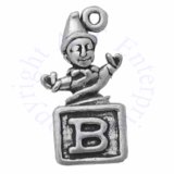 Sterling Silver 3D Jack In The Box With Letters That Spell Baby Charm