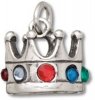 3D Kings Crown Charm With Colored Crystals