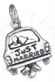 Newlyweds In Car With JUST MARRIED Sign Charm