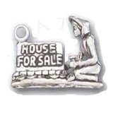3D Woman Putting Up House For Sale Sign Charm