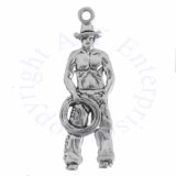 Large Cowboy With Shirt Off Holding Rope Charm