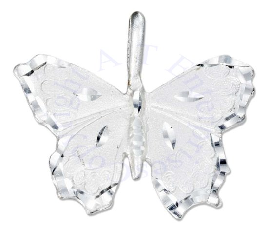 Diamond Cut Solid Butterfly Pendant - Click Image to Close