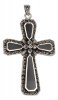 Marcasite Christian Religious Cross Pendant Black Onyx Accents