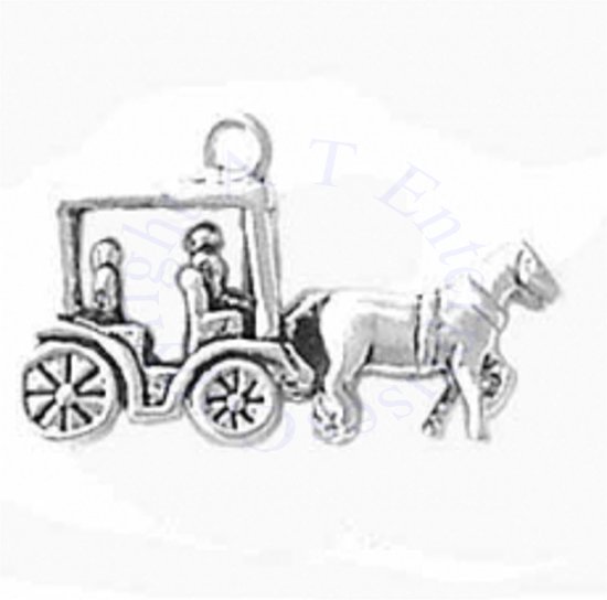 3D Large Covered Surrey Carriage With Passengers Charm - Click Image to Close