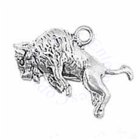 3D Jumping Buffalo Bison Bucking With Horns Charm - Click Image to Close