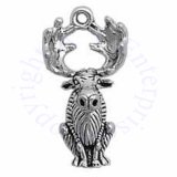 3D Large Detailed Sitting Moose With Antlers Charm