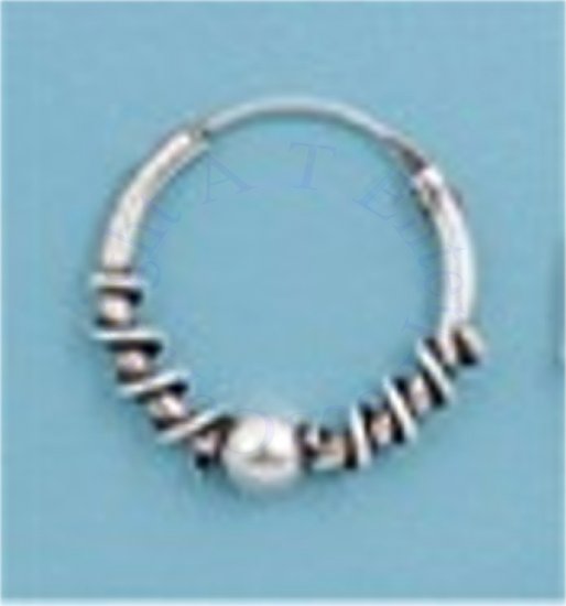 12mm (15/32") Wide Wrap Wire Ball Charm Endless Single Hoop Earring - Click Image to Close