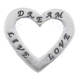 Two Sided LOVE LIVE DREAM Heart Shaped Affirmation Slide Pendant