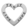 Two Sided LOVE LIVE TRUST Heart Shaped Affirmation Slide Pendant