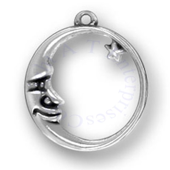 Waning Crescent Man In Moon With Mystical Star Charm - Click Image to Close