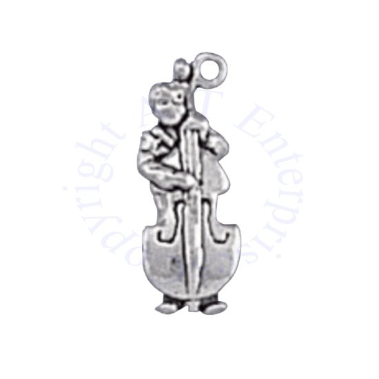 Man Playing Stand Up Bass 3D Charm - Click Image to Close