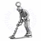 3D Man Holding Metal Detector Searching For Treasure Charm