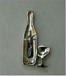 Marcasite Champagne Wine Bottle Glass Tie Lapel Hat Apron Pin