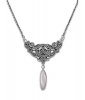 18" Marcasite Design Pendant Necklace With Mother Of Pearl Drop