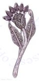 Red Cubic Zirconia Marcasite Flower Brooch Pin