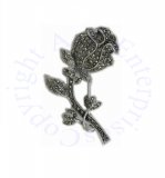 Marcasite Rose On Stem Flower Brooch Pin