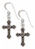 Marcasite Christian Religious Cross Dangle Earrings