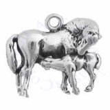 3D Standing Mare With Baby Colt Horse Charm