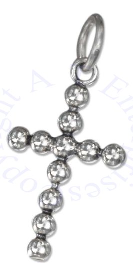 Medium Beaded Christian Cross Charm - Click Image to Close