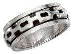 Men's 7mm Wide Band Chain Link Spinner Ring