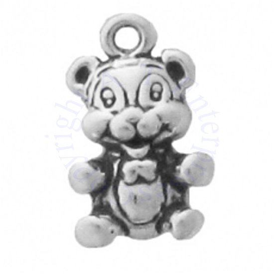 Mini 3D Teddy Bear With Bowtie Charm - Click Image to Close