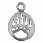 Mini Round Bear Claw Print Charm
