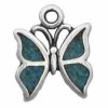 Mini Butterfly With Simulated Blue Turquoise Inlay Charm