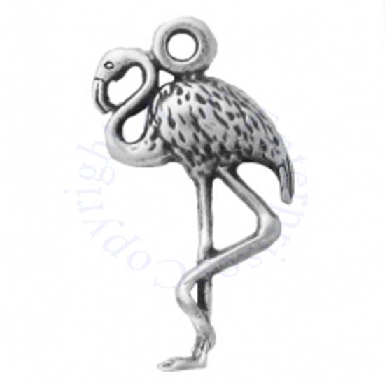 Mini Flamingo Standing On One Leg Charm - Click Image to Close