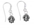 3D Mini Sitting Frog Dangle French Wire Earring.
