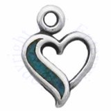 Mini Heart Turquoise Inlay On Side Charm
