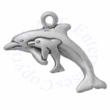 Mini Partial 3D Dolphin With Baby Calf Charm