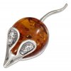 Honey Cognac Amber Mouse Animal Brooch Pin