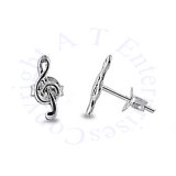 Musical Themed Related Treble G Clef Stud Post Earrings