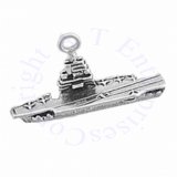 Sterling Silver Small 3D Naval Aircraft Carrier Charm